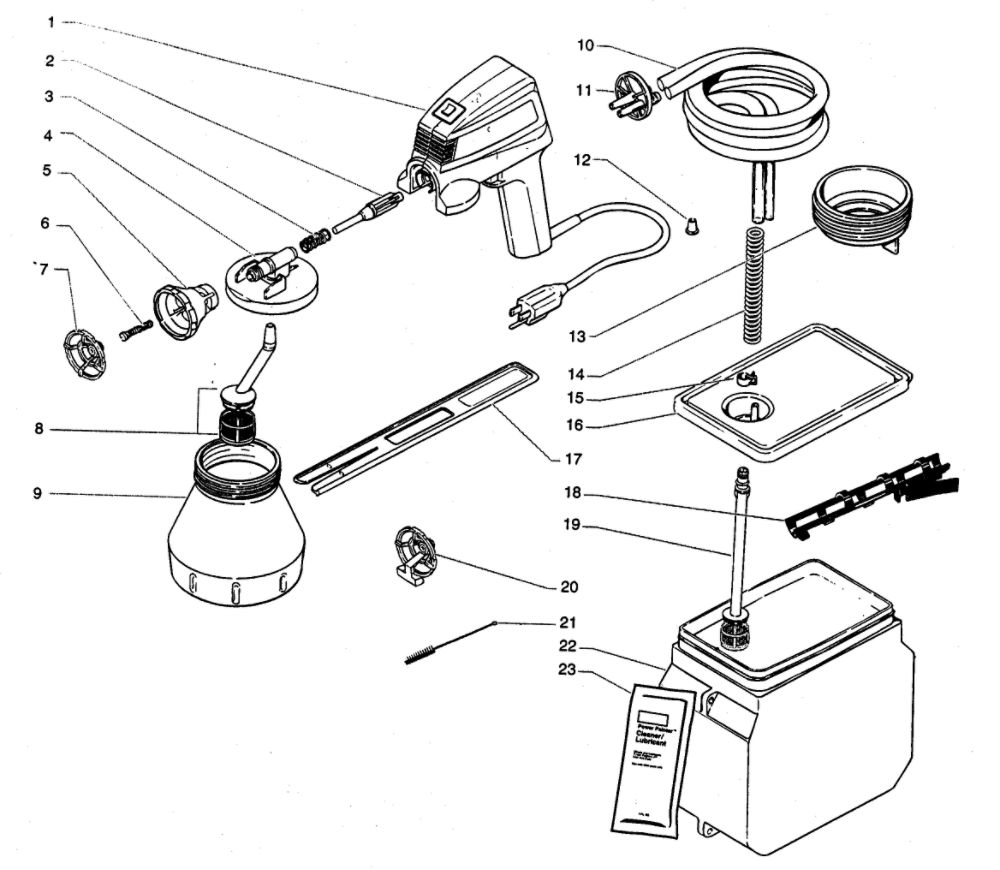 Power Painter Diagram and Parts List for 345  Wagner Paint Sprayer