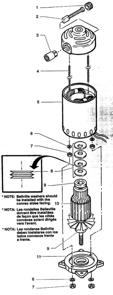 Motor Assembly Diagram and Parts List for 975  Wagner Paint Sprayer