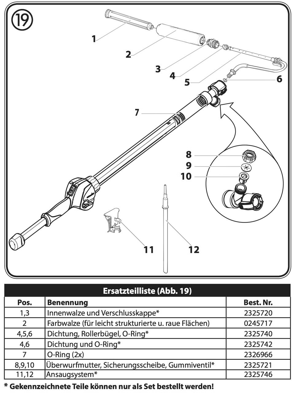 Section 1 Diagram and Parts List for 550 Turboroll Wagner Paint Sprayer