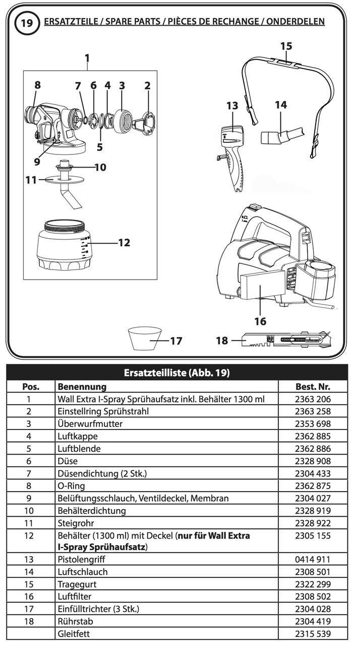 Section 1 Diagram and Parts List for W450  Wagner Paint Sprayer