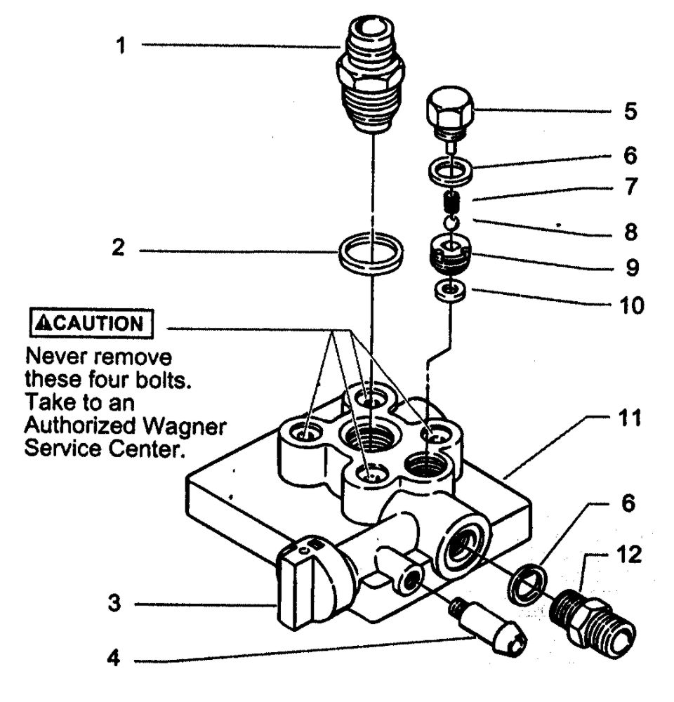 Paint Pump Assembly Diagram and Parts List for 835  Wagner Paint Sprayer