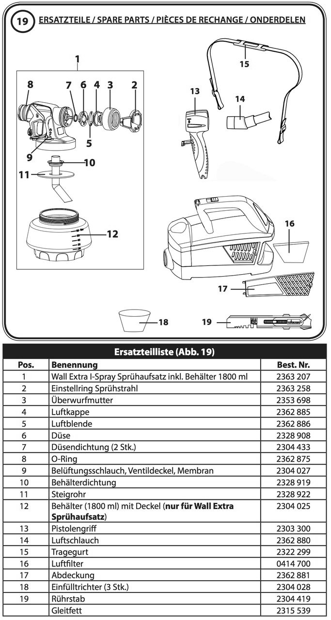 Section 1 Diagram and Parts List for W500  Wagner Paint Sprayer