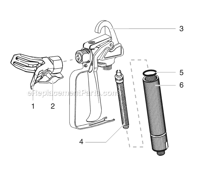 Spray Gun Diagram and Parts List for PAINTCREWPLUS 0504923 Wagner Sprayer