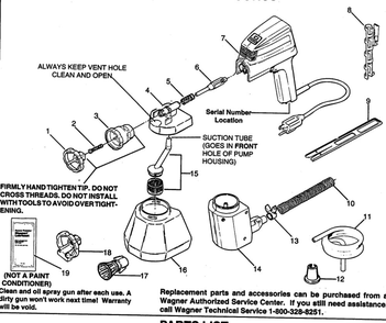 Paint Sprayer Diagram and Parts List for 365  Wagner Paint Sprayer
