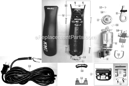 Page A Diagram and Parts List for 09757-300  Wahl Clipper Trimmer