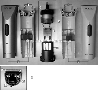 Page A Diagram and Parts List for 8786-550  Wahl Clipper Trimmer