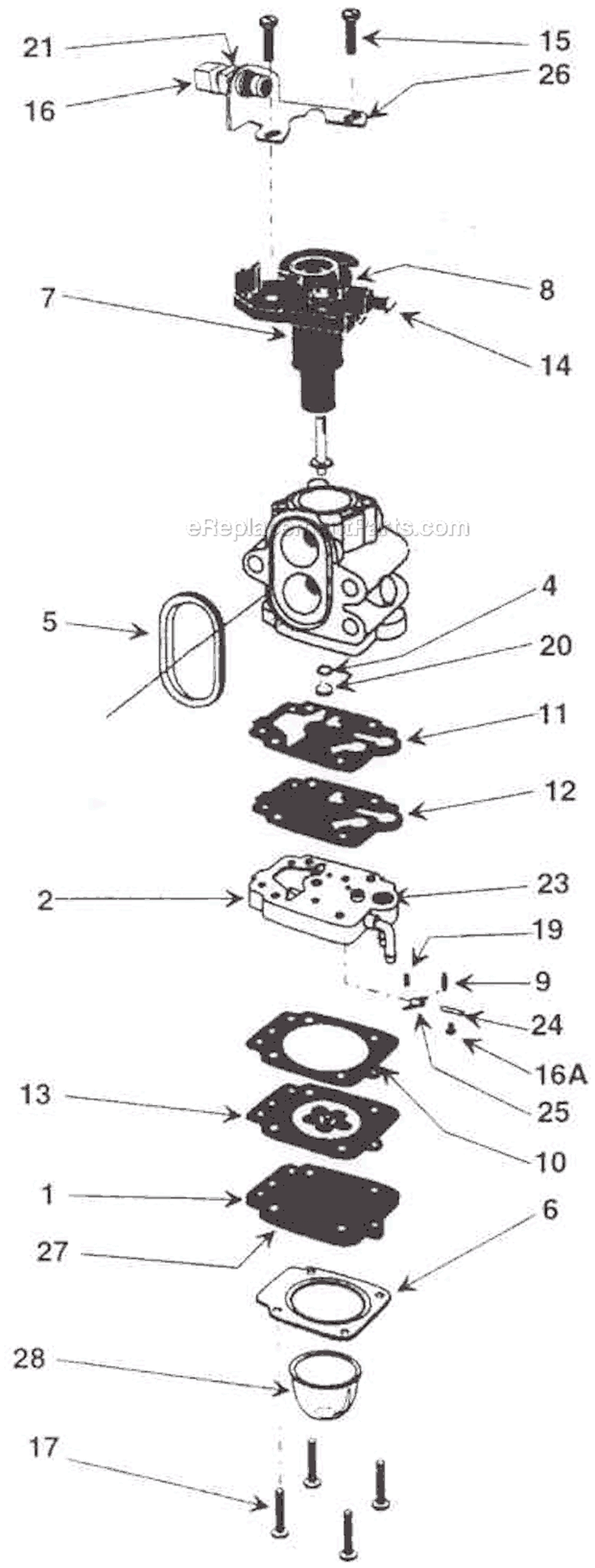 Page A Diagram and Parts List for WYA-34-1  Walbro Engine