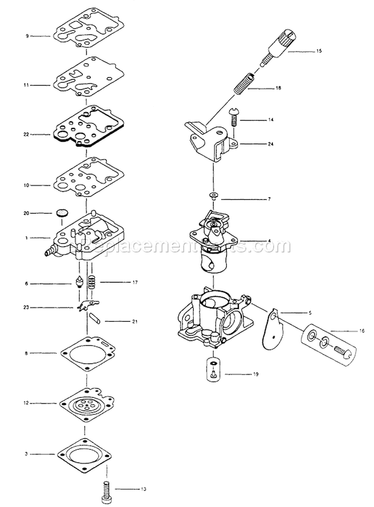 Page A Diagram and Parts List for WYM-4-1  Walbro Engine