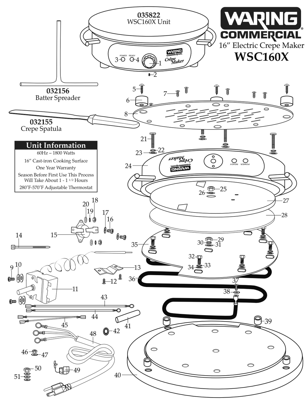 Diagram Diagram and Parts List for WSC160X  Waring Miscellaneous