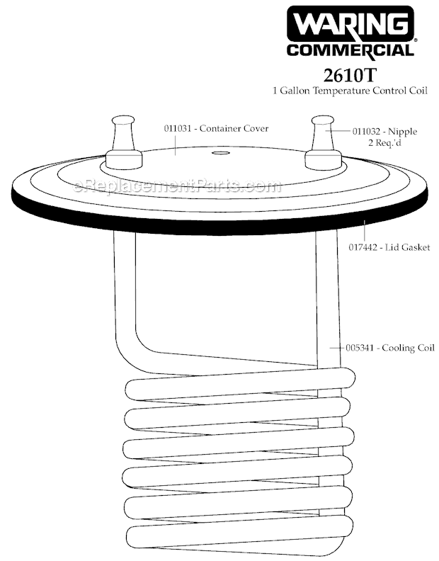 Page A Diagram and Parts List for 2610T  Waring Blender