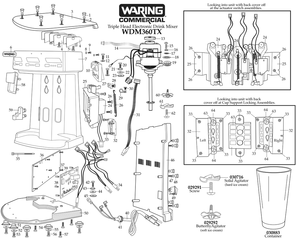 Diagram Diagram and Parts List for WDM360TX  Waring Drink Mixer