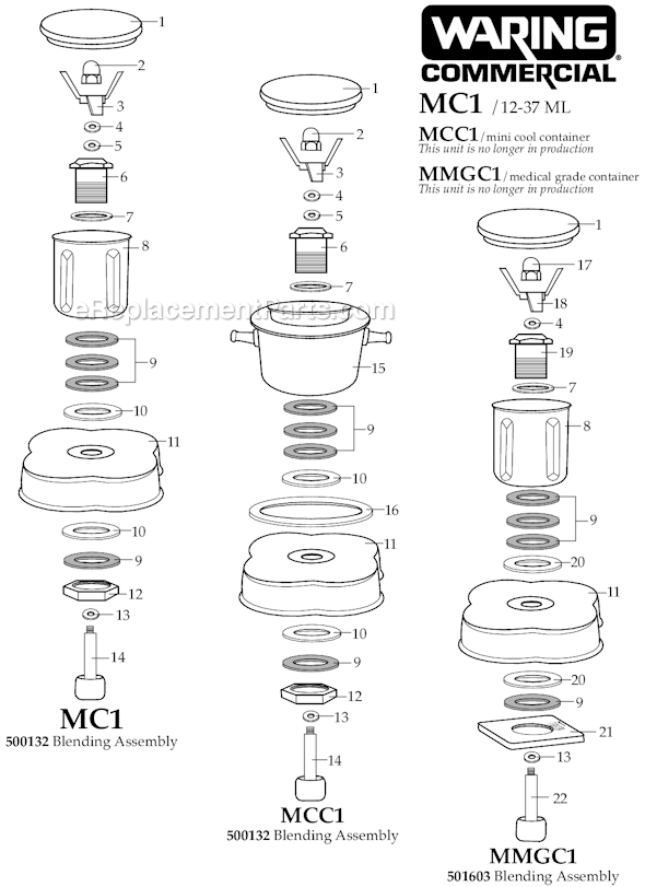 Page A Diagram and Parts List for 31CA83  Waring Blender