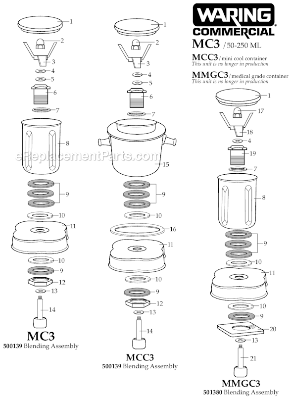 Page A Diagram and Parts List for 31CA85  Waring Blender