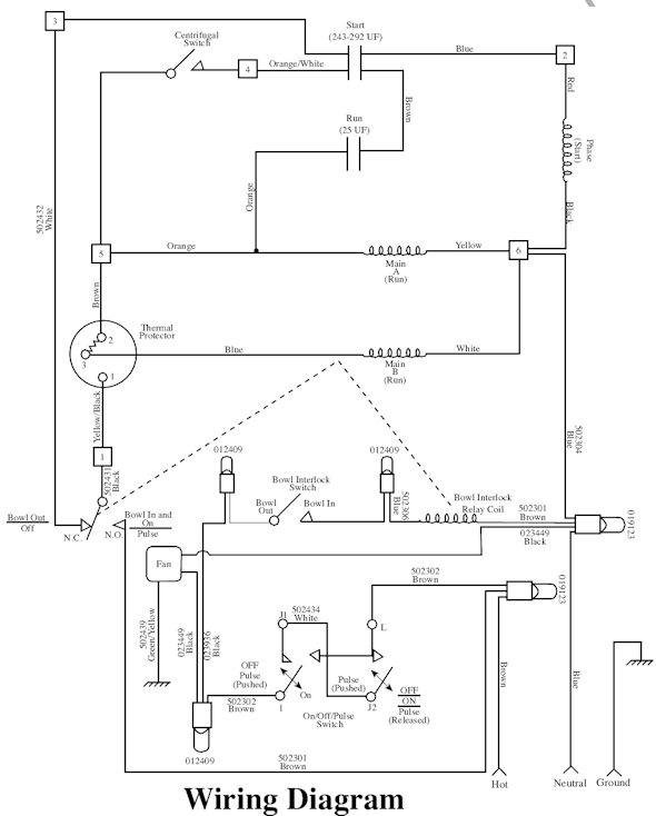 Page C Diagram and Parts List for 32FP18  Waring Food Processor
