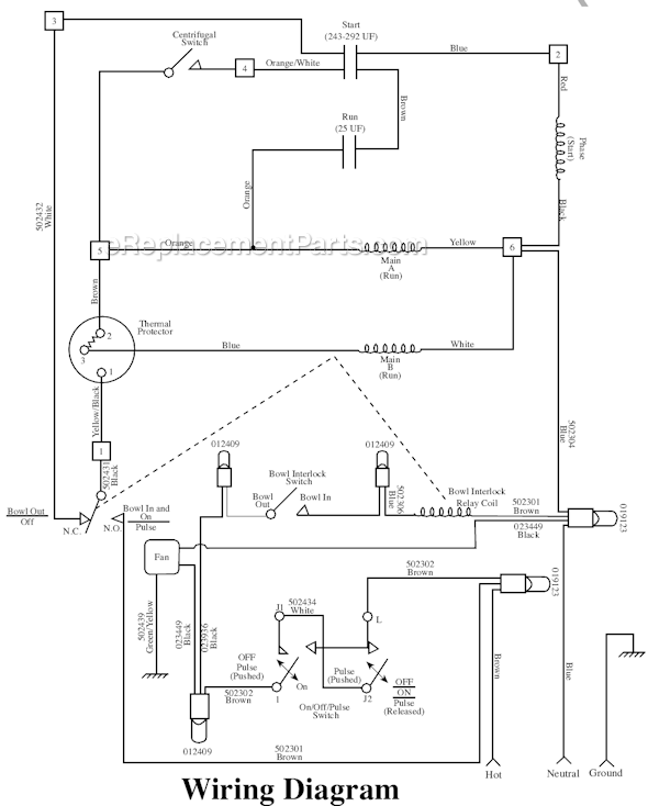 Page C Diagram and Parts List for 32FP19  Waring Food Processor