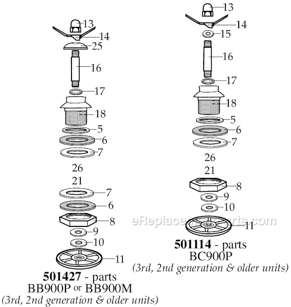Page C Diagram and Parts List for 34BL58  Waring Blender