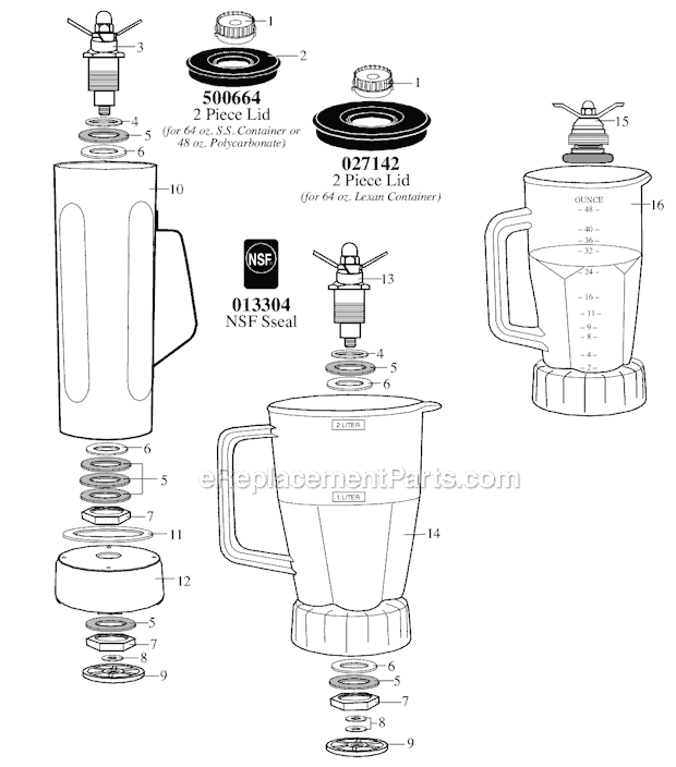 Page A Diagram and Parts List for 36BL37  Waring Blender