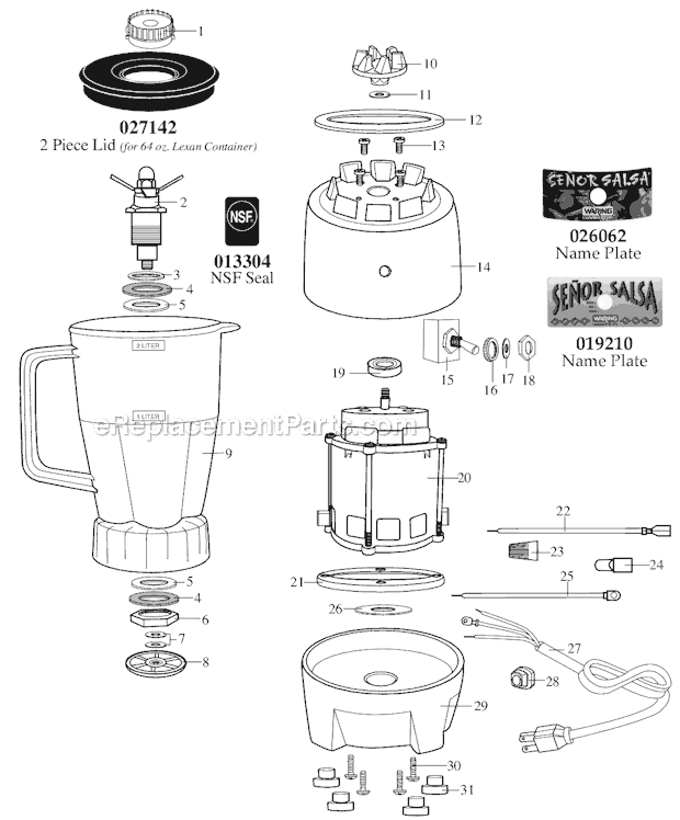 Page A Diagram and Parts List for 38BL91  Waring Blender
