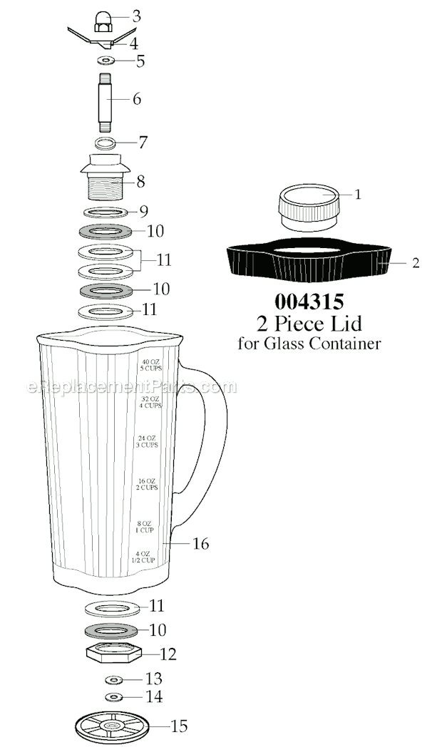Page A Diagram and Parts List for 500210  Waring Blender