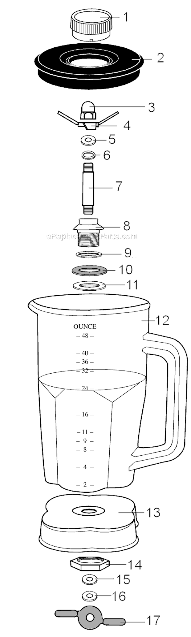 Page A Diagram and Parts List for 501113  Waring Blender