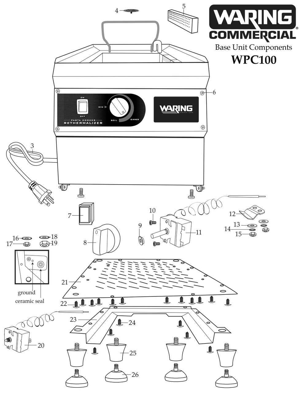 Diagram 2 Diagram and Parts List for WPC100  Waring Miscellaneous