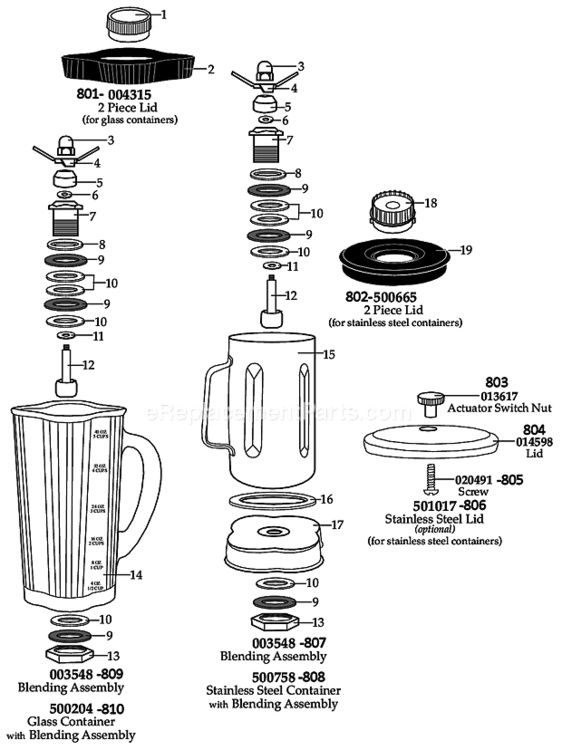 Base Diagram and Parts List for 7010HB  Waring Blender