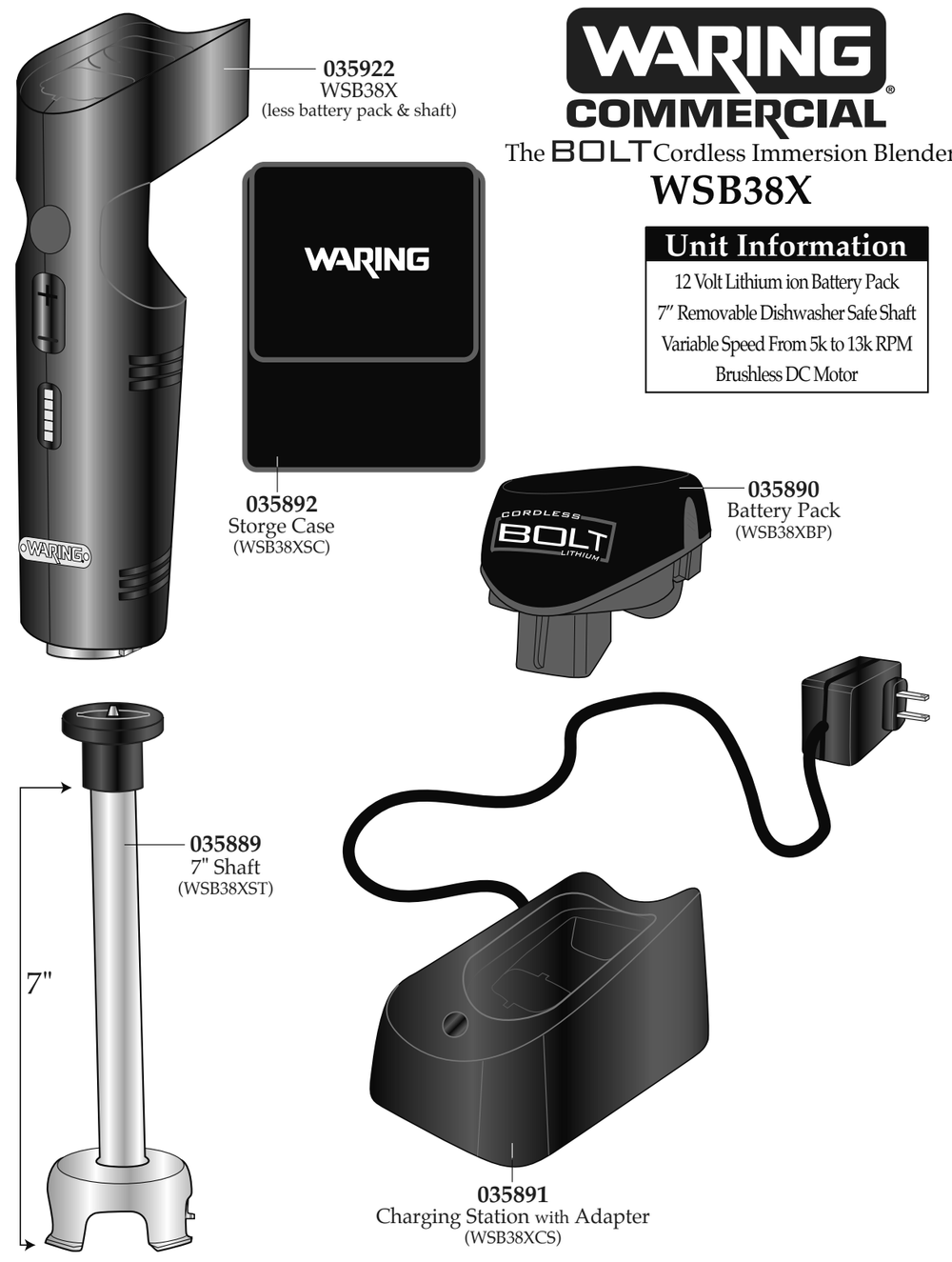 Diagram Diagram and Parts List for WSB38X  Waring Blender