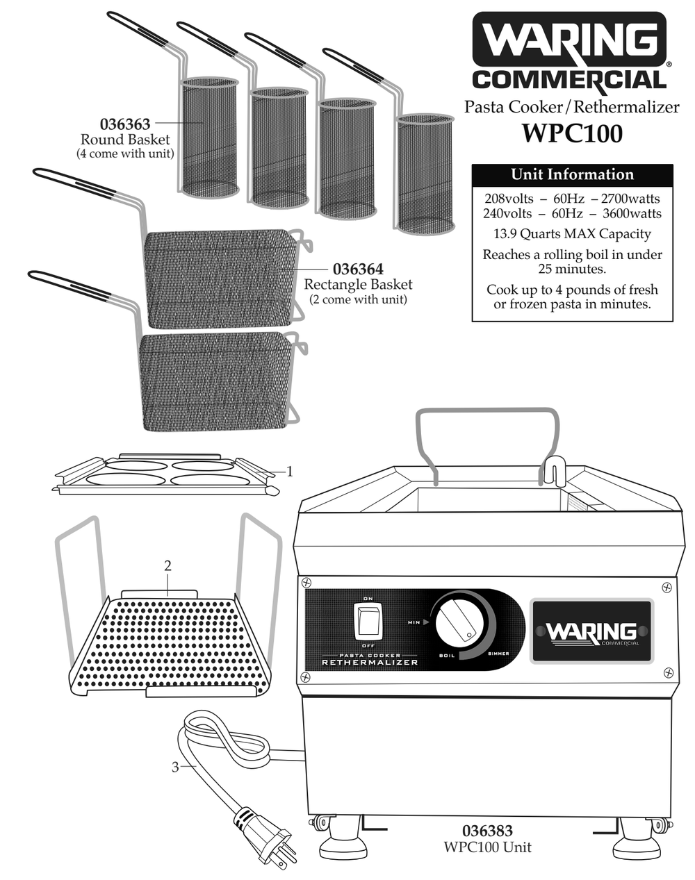 Diagram 1 Diagram and Parts List for WPC100  Waring Miscellaneous