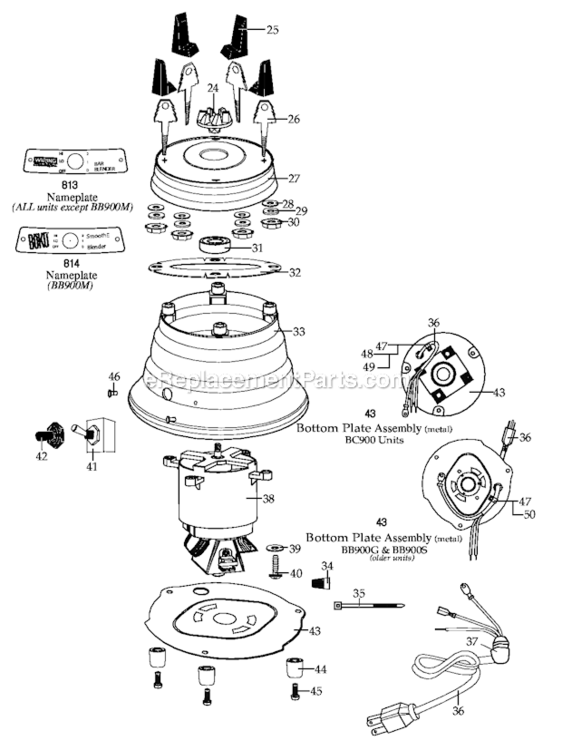 Page B Diagram and Parts List for BB900M  Waring Blender
