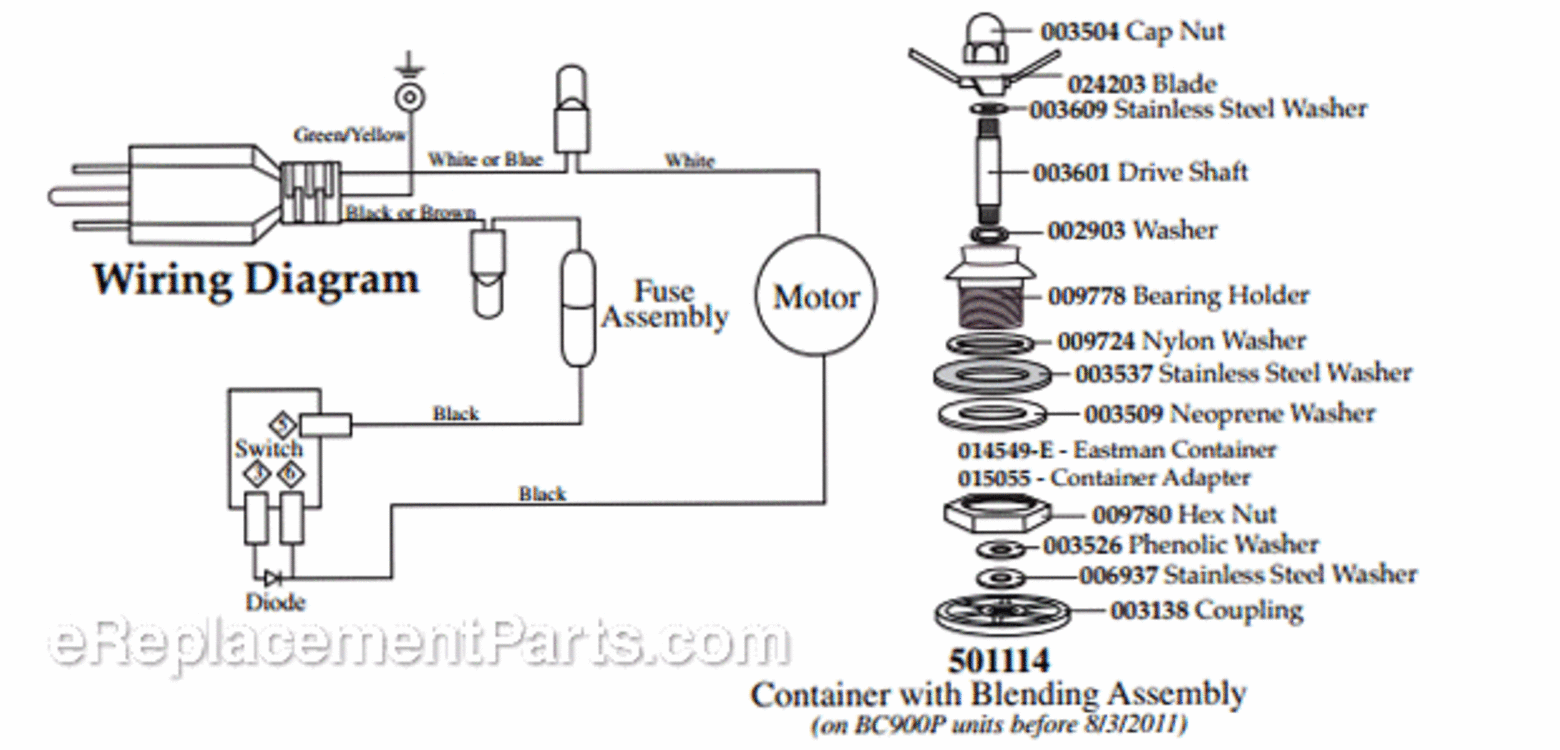 Page C Diagram and Parts List for BC900G  Waring Blender