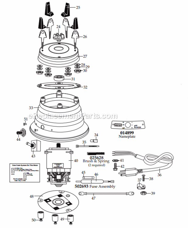 Page B Diagram and Parts List for BC900S  Waring Blender