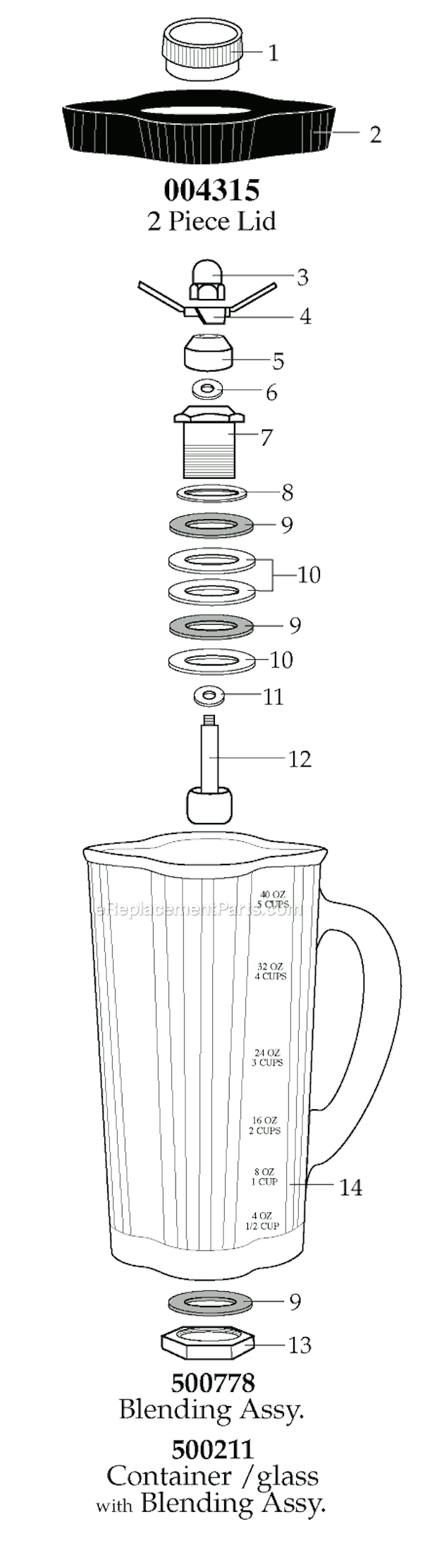 Page A Diagram and Parts List for CAC32  Waring Blender