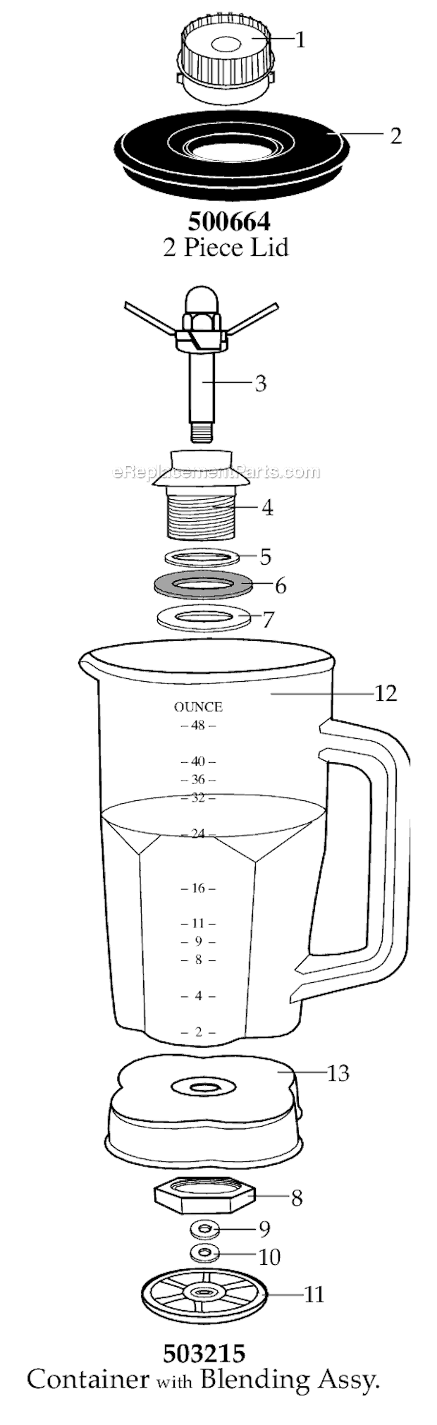 Page A Diagram and Parts List for CAC40  Waring Blender