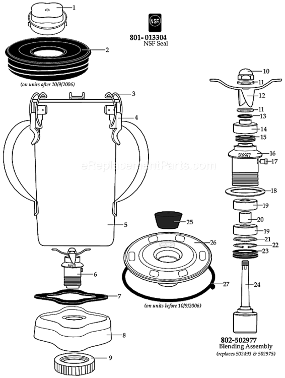 Page A Diagram and Parts List for CAC72  Waring Blender