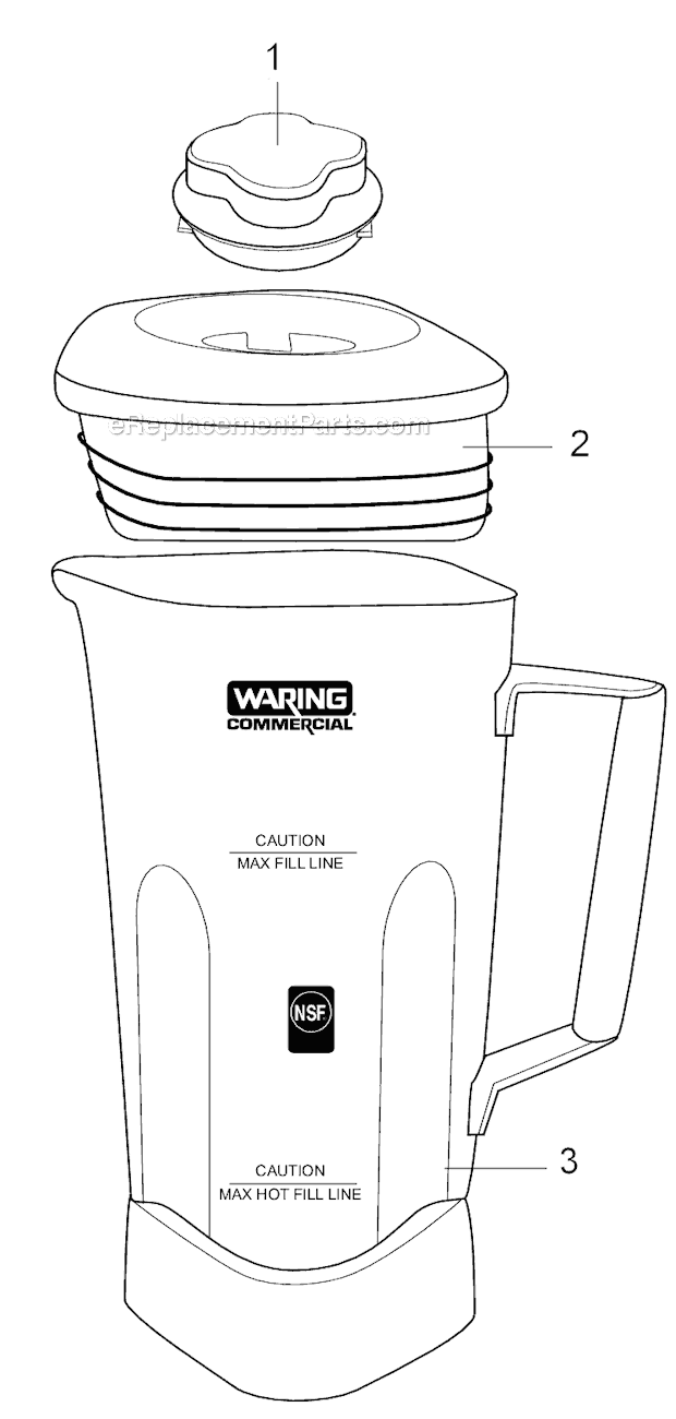 Page A Diagram and Parts List for CAC90B  Waring Blender