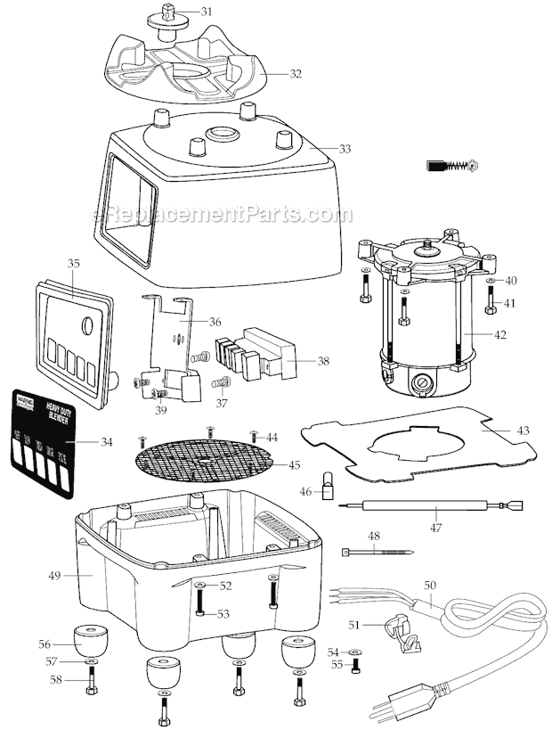 Page B Diagram and Parts List for CB15M  Waring Blender