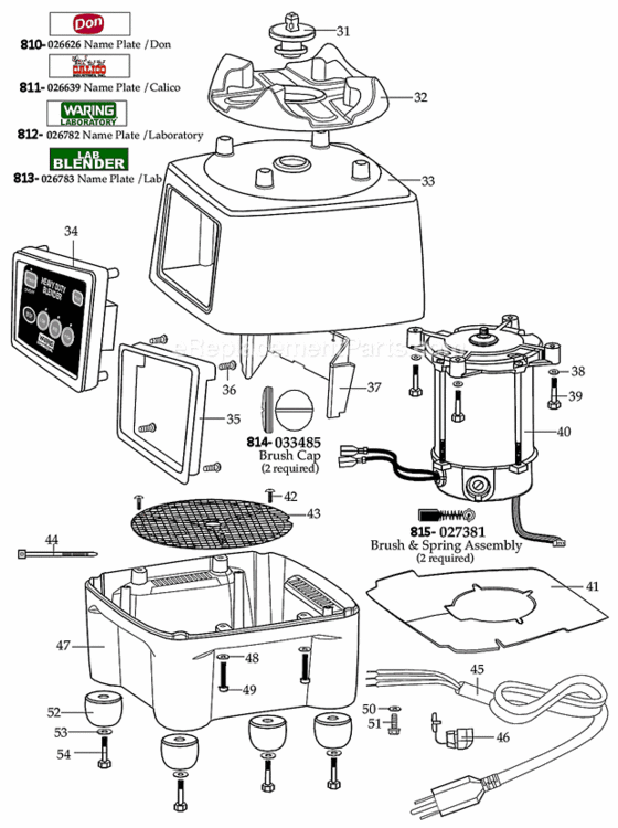 Page B Diagram and Parts List for CB15N  Waring Blender