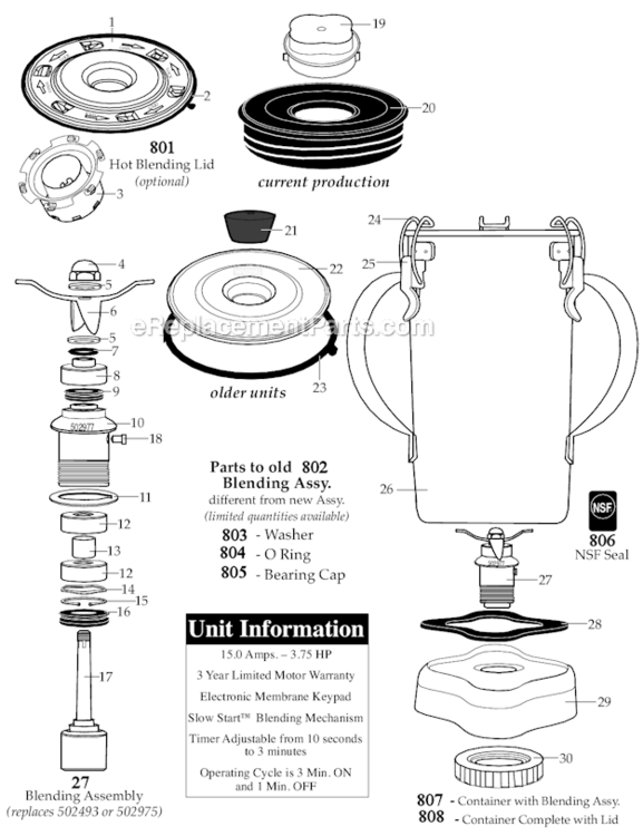 Base_Only Diagram and Parts List for CB15TB  Waring Blender