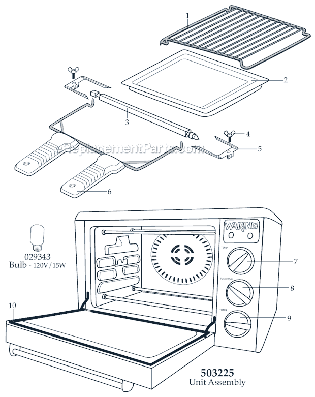 Page A Diagram and Parts List for CO1500B  Waring Miscellaneous