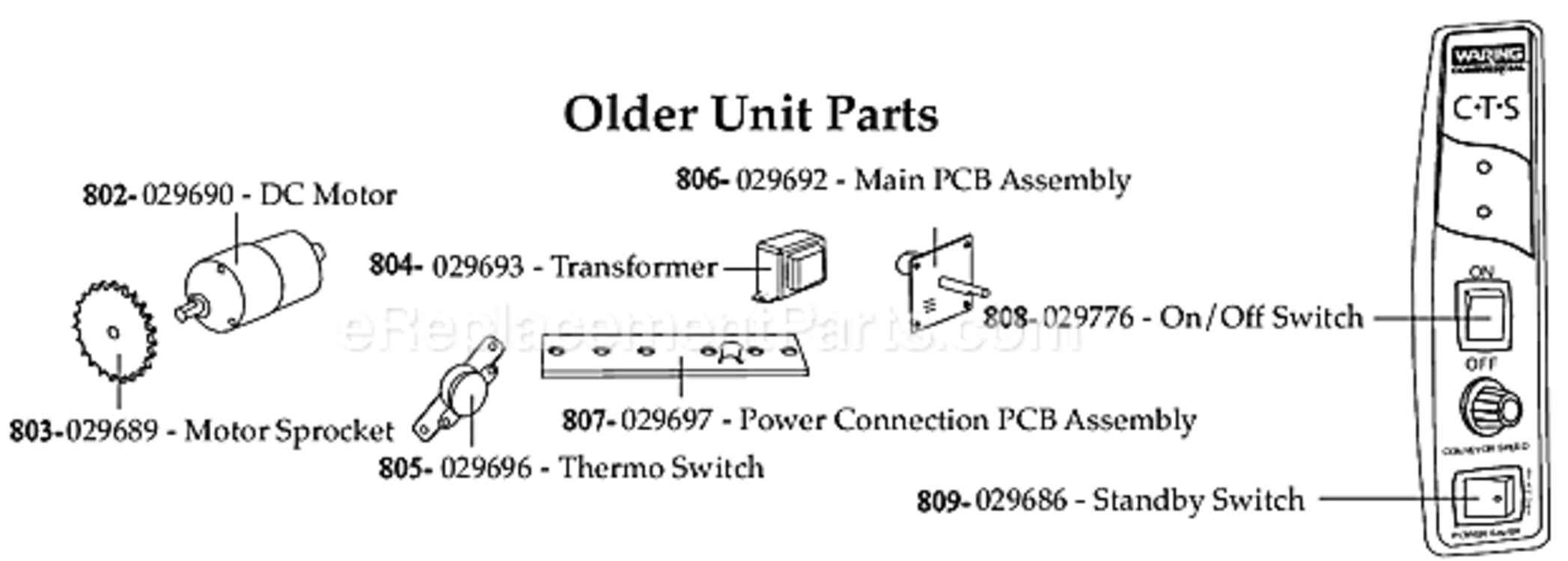 Page B Diagram and Parts List for CTS1000B  Waring Toaster