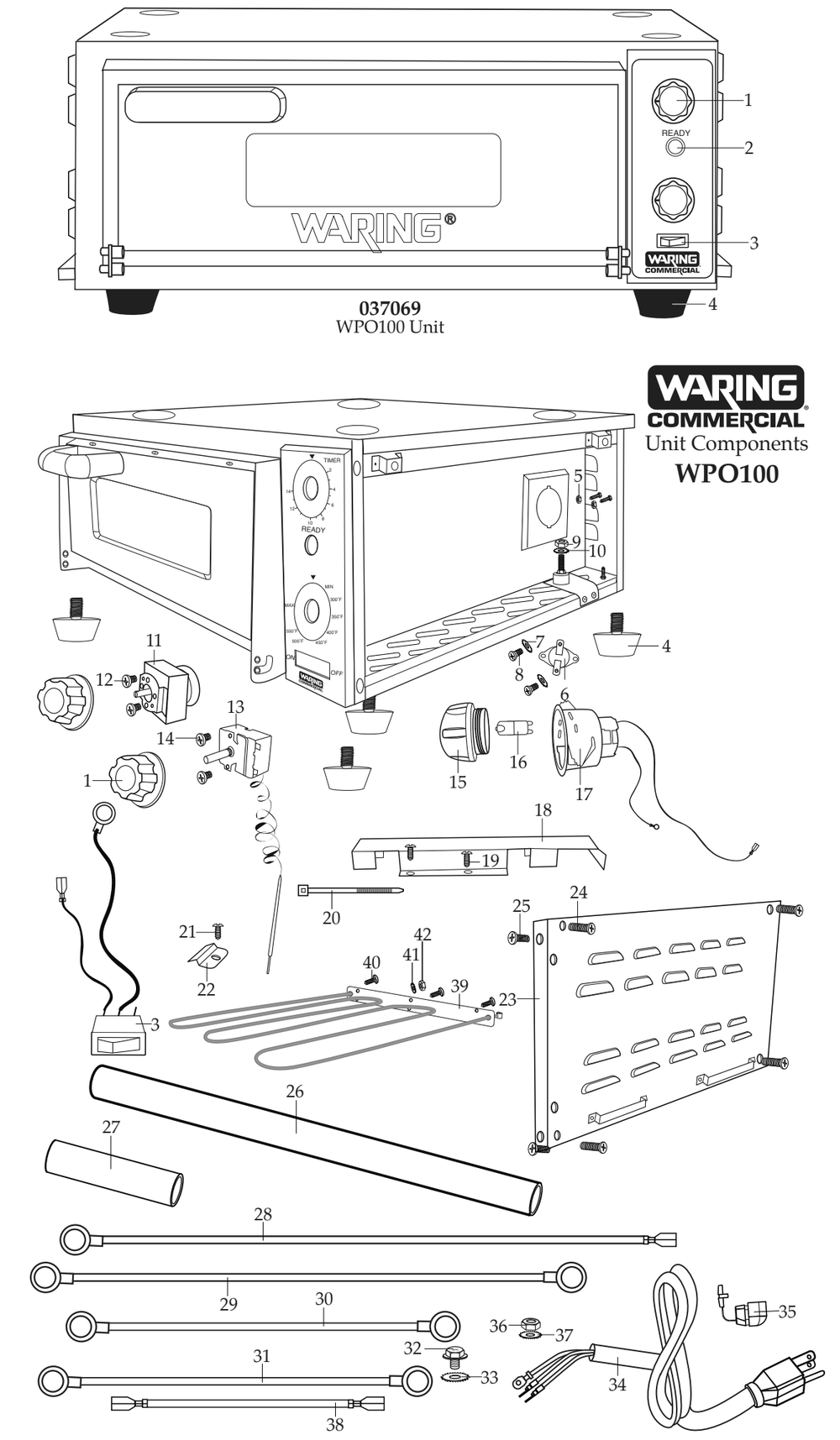 Diagram Diagram and Parts List for WPO100  Waring Miscellaneous