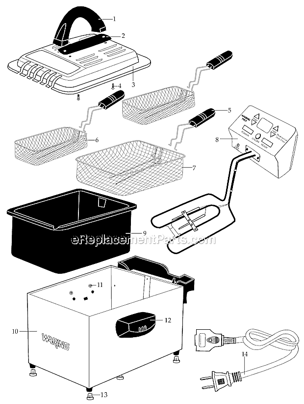 Page A Diagram and Parts List for DF280  Waring Deep Fryer