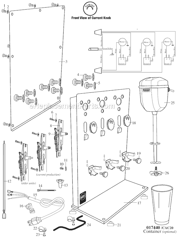 Page A Diagram and Parts List for DMC201DCA  Waring Drink Mixer