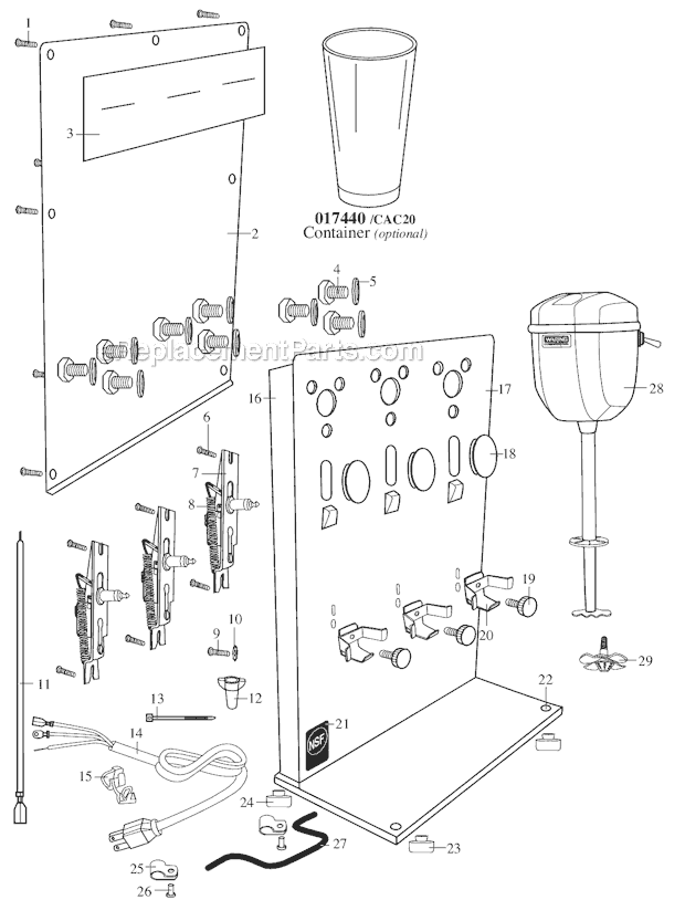Page A Diagram and Parts List for DMC201DC  Waring Drink Mixer