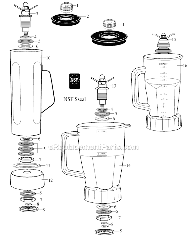 Page A Diagram and Parts List for HGBBPBKS6  Waring Blender