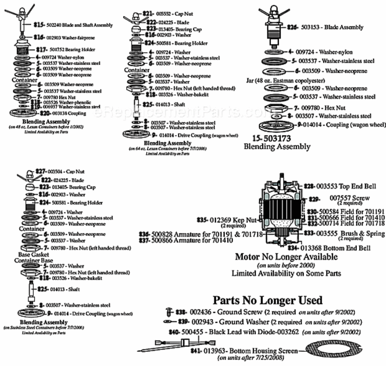 Page C Diagram and Parts List for HGQ200  Waring Blender