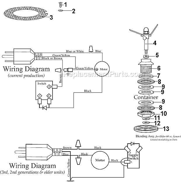 Page B Diagram and Parts List for HPBSGYP4  Waring Blender