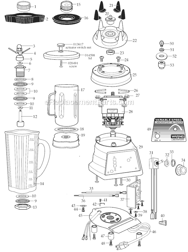 Page A Diagram and Parts List for LB10S  Waring Blender