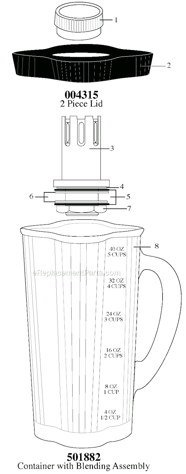 Page A Diagram and Parts List for LC103  Waring Blender