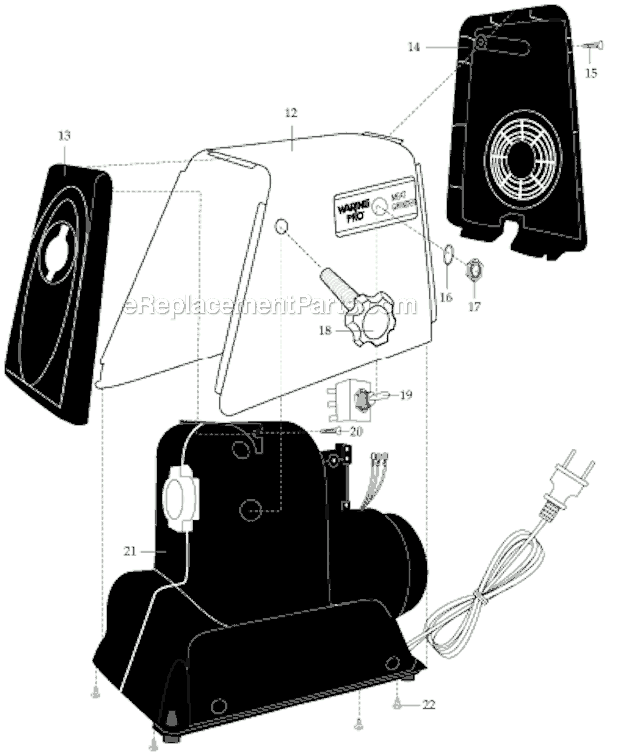 Page B Diagram and Parts List for MG100  Waring Meat Grinder